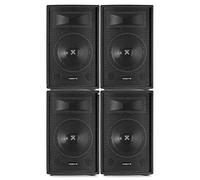 VONYX SL12 12" Passive PA DJ Speaker Set of 4, 2-Way Bass Reflex, 2400W System, 8 Ohm, Piezo Tweeter, Carpeted Cabinet, Pro Audio Solution for Events, Bands, Venues