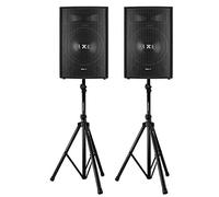 VONYX SL15 15" Passive DJ PA Speaker Kit with Adjustable Tripod Stands, 800W Max Power - 2-Speaker Set for DJs, Bands, and Events - Robust 15 Inch Speakers for Parties, Gigs, Venues, Stage Use