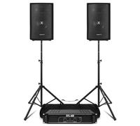 Vonyx SL6 6" DJ Speakers & Amplifier Bundle with Adjustable Tripod Stands, 400W PA System, 3.5mm to RCA Audio Cable, Complete Passive DJ Speaker Kit for Home, Events, or Small Venues