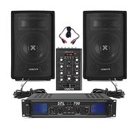 Vonyx SL8 8" Passive DJ PA Speaker Pair with SPL700 Amplifier & Mixer - 700W Professional Sound System, 2-Way Speakers, Karaoke, Party, Live Performance, Durable Design, Easy Setup