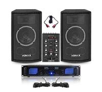 VONYX SL8 Home DJ Sound System with SPL500 Amplifier and STM500BT Bluetooth Mixer - 800W Complete Speaker and Amp Package with Mixer, USB MP3, EQ, Ideal for Beginners and Home Parties