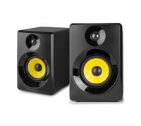 VONYX SMN30B Active Studio Monitors Pair - 3" Powered Speakers with Bass & Treble Control, RCA & 3.5mm Inputs, 80W Power, Ideal for Music Production, Home Studios, Multimedia, and DJ Setups