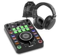 Vonyx Spin100 DJ Controller with HDX50BK Headphones Bundle | 2-channel, USB-C powered, VirtualDJ LE, 50mm drivers, foldable rotating earcups
