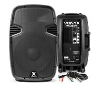 VONYX SPJ-1200A Active PA Speakers Pair 12" 1200W with Built-In Mixer, Amplifier and Crossover - Complete Powered Speaker Packages for DJ, Live Events & Public Address