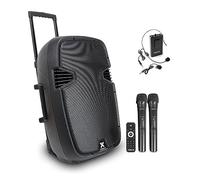 Vonyx SPJ-PA815 Portable PA Speaker System 700W Bluetooth with Wireless Handheld, Headset & Lavalier Microphones, Rechargeable Battery, USB & SD MP3 Player
