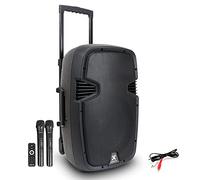 Vonyx SPJ-PA912 Portable PA System 500W 12" Bluetooth Battery Powered Speaker Set with Wireless Microphones, MP3 USB/SD Player & AUX for Karaoke DJ Events Performances