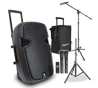Vonyx SPJ-PA915 Portable PA System with Wireless Microphones, Bluetooth Battery-Powered 15-Inch Active Speaker Set, Stand & Carry Bag, Ideal for Events, Performers & Fitness Classes, 700W
