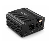 Vonyx VDX10 48V Phantom Power Supply - Professional Phantom Power Box with Balanced 3-Pin XLR Input/Output, USB-C Connector & Mixer Microphone Cable for Studio & Stage Condenser Mics