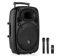 Vonyx VERVE-46 15-Inch Portable PA Speaker, 1000W Battery Powered Sound System, Wireless Mics Included, Perfect Portable PA System & Speaker With Microphone for Events, Parties, and Presentations