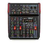 Vonyx VM-KG06 6-Channel PA Mixer, Bluetooth, USB, DSP Effects, 3-Band EQ | Audio Interface, Phantom Power, XLR Inputs, Live Music, Studio Recording, Home Studio, Podcasting, Musicians, DJs