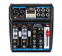 Vonyx VMM-P500 4-Channel Analog Audio Mixer with Bluetooth, USB Interface, 16 DSP Effects and Phantom Power for PA Systems, DJs, Podcasting, Home Studios & Live Music Applications