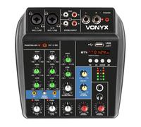 VONYX VMM100 3-Channel PA Mixer with Bluetooth & USB - Compact Audio Mixing Desk, 2-Band EQ, Phantom Power, Built-in Delay FX, Ideal Music Mixer for Studio, Karaoke, Live Events, Small PA Mixers
