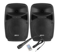 Vonyx VPS082A 8-Inch Active Bluetooth PA Speakers Set - 400W Active/Passive DJ Speakers Kit with Wired Microphone, RCA Input, MP3 Player & Easy Controls for Home Parties, Small Venues & Beginner DJs