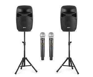 Vonyx VPS082A Karaoke Speaker System with Wireless Mics & Stands - Complete Karaoke Setup for Bars and Home Entertainment, Karaoke Speaker Setup, Professional Karaoke Machines, Pro Karaoke System