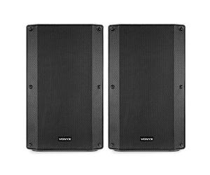 VONYX VSA120S 12" Active DJ Speaker Pair Set - 800W Bluetooth PA Speakers with Mixer, USB Media Player, Built-In Stereo Amplifier & Remote Control for DJs, Bands & Venues