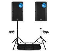 VONYX VSA12BT Active PA Speaker Set, 12-Inch 1600W Bluetooth DJ Speakers | Adjustable stands, USB media player, LCD screen, XLR cables included
