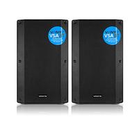 VONYX VSA12BT Bluetooth Active PA Speaker Pair, 12-Inch, 1600W, DJ Speakers | USB MP3 player, dual mic inputs, remote control, angled stage cabinets