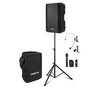 VONYX VSA700-BP 1000W Portable PA System with Microphones, Bluetooth, Adjustable Stand, and Protective Case