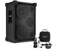 VONYX VSB210 Portable PA System with Wireless Sports Headset Microphone | Dual 10in woofers, UHF 16 channels, USB-C mic charging, up to 30 hours battery