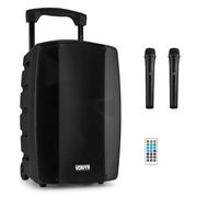 VONYX VSP200 10" Portable PA Speaker with 2 Wireless Microphones, Bluetooth 5.0, MP3 Player, AUX, USB, SD & Rechargeable Battery - 200W Sound System for Events, Busking & Speeches