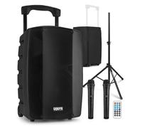 Vonyx VSP200 Portable PA System with Wireless Mic, Bluetooth, 10" 200W Battery Speaker, Mobile Audio Speaker Stand & Cover for DJs, Musicians and Public Speakers