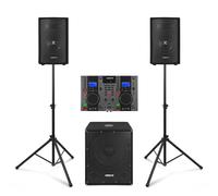 Vonyx VX0812BT 2.1 Active DJ Speaker Package with PD CDJ450 Dual CD Mixer Combo, Bluetooth Connectivity, and Active Subwoofer - Ideal for Small Venue DJ Setups