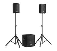 Vonyx VX0812BT 2.1 Active PA Speaker Kit, 12" Subwoofer, Stands, Bluetooth | 800W, satellite speakers, USB MP3 player, EQ, tripods, mic echo effect, cables, line inputs and outputs