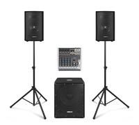 VONYX VX0812BT 2.1 Active PA System Package with 6-Channel VMM-K602 DSP Mixer, Bluetooth PA Mixer, 12-inch Active Subwoofer, and Dual 8-inch Speakers - Ideal for Small Venues and Live Events