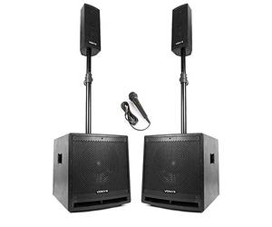 Vonyx VX1000BT-2 Column Array Speaker Set, 1000W Active Powered PA Speakers, Portable Bluetooth System for DJ Events, Parties, Live Music, Clear Sound Performance