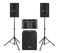 VONYX VX1015BT 2.1 Active DJ Speaker Package with CD Mixer Combo, Dual 10 Inch Speakers, 15 Inch DJ Subwoofer, Bluetooth & USB, Easy Setup for Mobile DJs