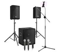 Vonyx VX1015BT Pro Karaoke System for Adults, Bluetooth Speaker with Wireless Mics, 15-Inch Subwoofer, 2.1 Audio, Adjustable Microphone Stand and Tablet Holder
