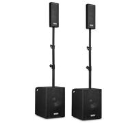 Vonyx VX1020BT Column Line Array Speaker Sysem, Trolley, Bluetooth, 1050W | Dual Subwoofers, USB/SD MP3 Media Player, wired mic, cover, wireless IR remote, tool-free setup, echo effect, aux output