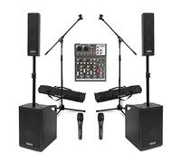 Vonyx VX1050 Portable Column PA System with Mixer, Stands & 2 Mics - Portable PA System Packages, Professional Vocalist PA System, All-in-One Speaker Kit with Mixer for Live Performances & Events