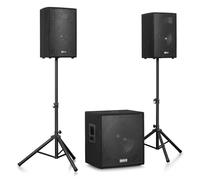 Vonyx VX1218BT 2.1 Active PA Speaker Package with Bluetooth - 1200W Professional System with 18" Subwoofer & Dual 12" Satellites, DJ Gear with USB/SD MP3 Playback, Stands & Cables