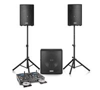 Vonyx VX1218BT 2.1 PA System with Dual CDJ450 Mixer, Bluetooth/USB, 1200W, 18” Subwoofer, Twin 12” Tops & 6m RCA Cable - Complete DJ Gear Setup for Parties, Events, Clubs, Function Rooms