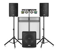 Vonyx VX1218BT DJ PA System Package with DB4 Pro DJ Booth & Plug-and-P
