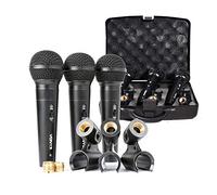 VONYX VX1800S Wired Handheld Microphone Set of 3, Dynamic Vocal Microphones Kit with Carry Case, XLR Connector, Mic Clips & Adaptors for Karaoke, Singing, Band Practice & PA Systems