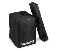 VONYX VX808BAG Padded Speaker Cover Set for VX808 Column Speaker Systems, Heavy-Duty Nylon Gig-Bag Protection, 2-Piece Black Set with Carry Handle Opening