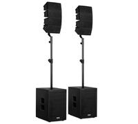 Vonyx VX922 1600W Line Array Speaker System with 2x 12 Inch Subs, 2 Column Tops, DSP, Bluetooth USB Playback and Stands, DJ PA System for Events, Church and Live Use