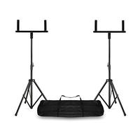 VONYX WMS-03 Double PA Speaker Stands with Dual Bracket & Carry Bag, Adjustable Height DJ Tripod Stands Set for Speaker Systems, Mobile Performers & Live Events