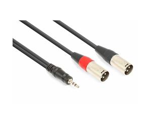 VONYX XLR to Jack Cable 1.5m - Professional Stereo Audio 3.5 mm Cable with 2x Male Connectors, Durable Metal Build, Ideal for Studio Recording and Live Performance Use