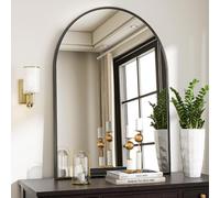VooBang Arched Wall Mirror, 30 x 38 inch Arch Bathroom Mirror, Wall Mounted Vanity Mirror with Arch Metal Frame, Modern Bathroom Vanity Mirror for Bedroom, Living Room, Hanging or Leaning, Black