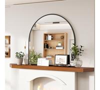 VooBang Arched Wall Mirror, 31 x 32 inch Wide Arch Bathroom Mirror, Wall Mounted Vanity Mirror with Arch Metal Frame, Modern Bathroom Vanity Mirror for Bedroom, Living Room, Hanging or Leaning, Black