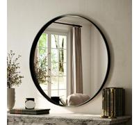 Round Bathroom Mirror 30 inch, Black Gorgeous Deep Frame Round Wall Mirror, Modern Round Bathroom Vanity Mirror for Bedroom, Living Room, Hanging or Leaning, Black