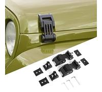 Voodonala for Jeep JK JL JT Black Stainless Steel Hood Catch Latches Kit Hood Clamp Lock Bonnet Latch Hood Fastener for 2007-2025+ Jeep Wrangler JK JKU JL JLU Gladiator JT 4XE Exterior Accessories
