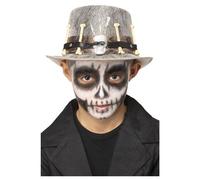 Voodoo Distressed Grey Top Hat Fancy Dress Unisex Kids One Size