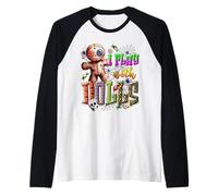 Voodoo Doll Shirt Play with Dolls Funny Spooky Eyeball Raglan Baseball Tee