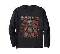 Voodoo Doll Thinking of You Roses Goth Valentine Long Sleeve T-Shirt