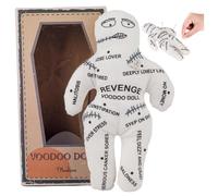 Voodoo Dolls 8.5x5.1'' White Polyester Cotton Scary Doll with Uneasy Printings Creepy Doll Revenge Negtive Horror Dolls for Emotional Release Halloween Decor