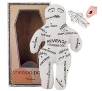 Voodoo Dolls 8.5x5.1'' White Polyester Cotton Scary Doll with Uneasy Printings Creepy Doll Revenge Negtive Horror Dolls for Emotional Release Creepy Horror
